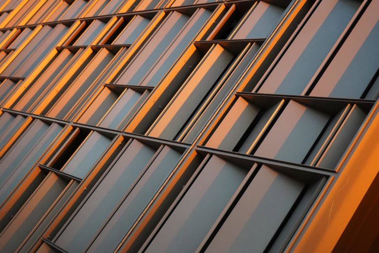 Copper building facade tiles